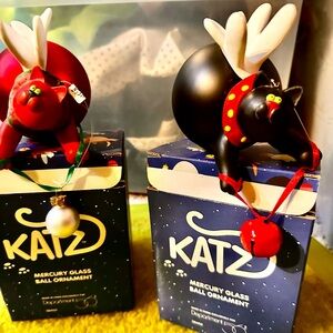 VINTAGE DEPT. 56 Mercury Glass KATZ ORNAMENTS